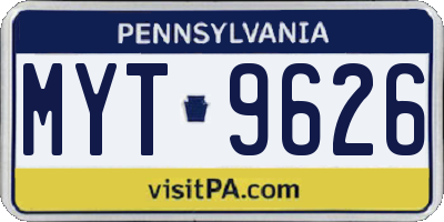 PA license plate MYT9626