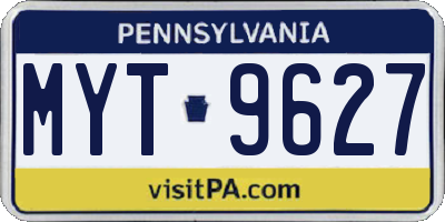 PA license plate MYT9627