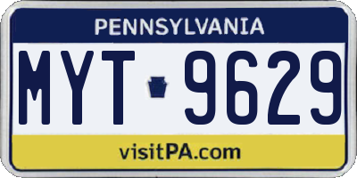 PA license plate MYT9629
