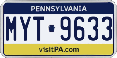 PA license plate MYT9633
