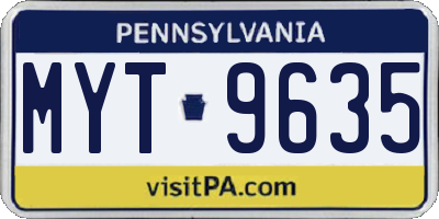 PA license plate MYT9635