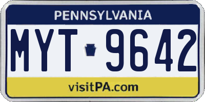 PA license plate MYT9642