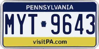 PA license plate MYT9643