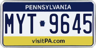 PA license plate MYT9645