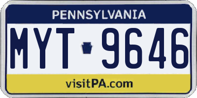 PA license plate MYT9646