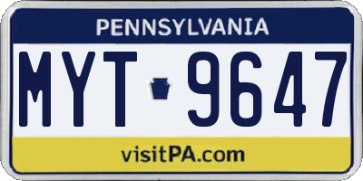 PA license plate MYT9647