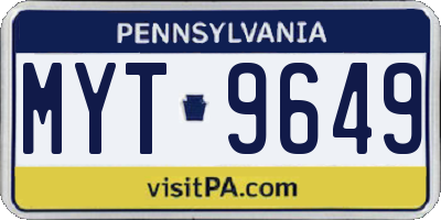 PA license plate MYT9649