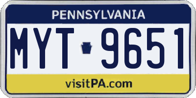 PA license plate MYT9651