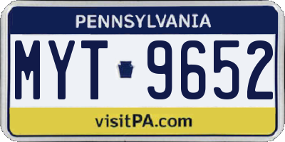 PA license plate MYT9652