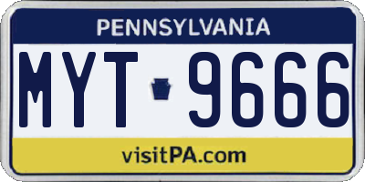 PA license plate MYT9666