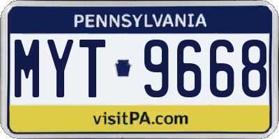 PA license plate MYT9668