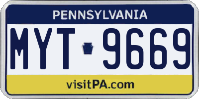 PA license plate MYT9669