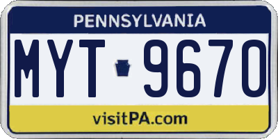 PA license plate MYT9670
