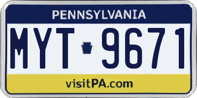 PA license plate MYT9671