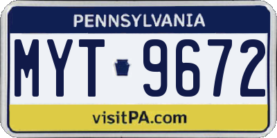 PA license plate MYT9672