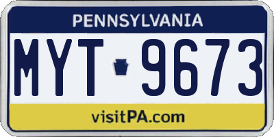 PA license plate MYT9673