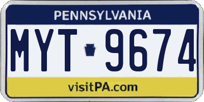 PA license plate MYT9674
