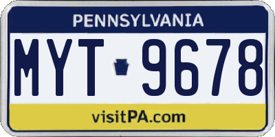 PA license plate MYT9678