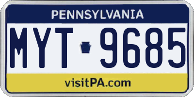 PA license plate MYT9685