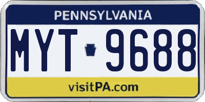 PA license plate MYT9688