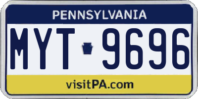 PA license plate MYT9696