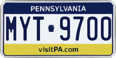 PA license plate MYT9700