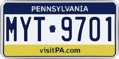 PA license plate MYT9701