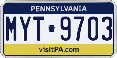 PA license plate MYT9703