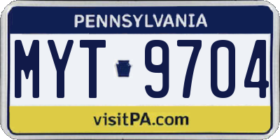 PA license plate MYT9704