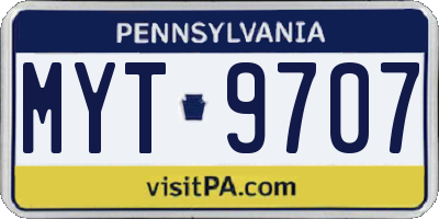 PA license plate MYT9707