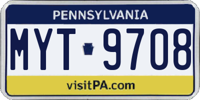 PA license plate MYT9708