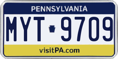 PA license plate MYT9709