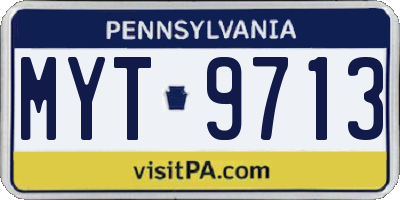 PA license plate MYT9713