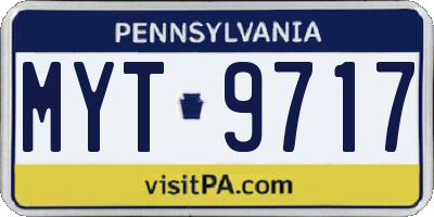 PA license plate MYT9717