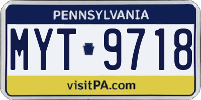 PA license plate MYT9718