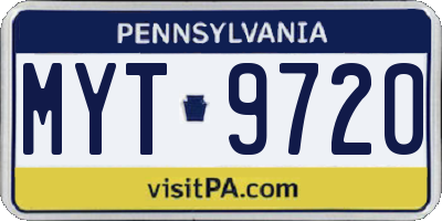 PA license plate MYT9720