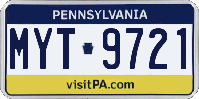 PA license plate MYT9721