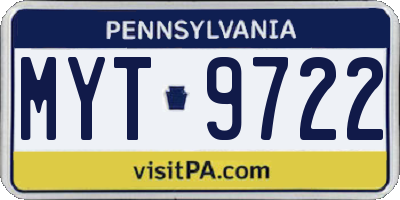 PA license plate MYT9722