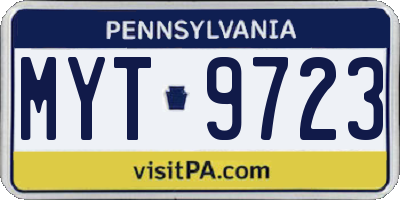 PA license plate MYT9723