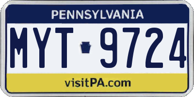 PA license plate MYT9724