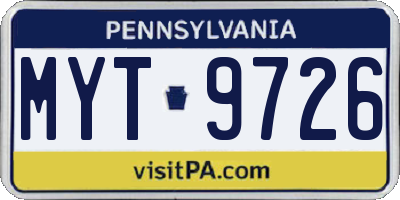 PA license plate MYT9726
