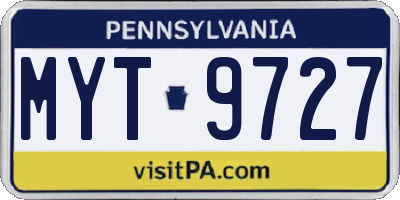 PA license plate MYT9727