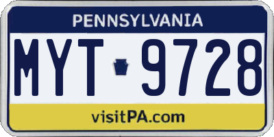 PA license plate MYT9728