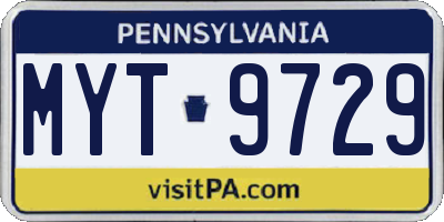 PA license plate MYT9729