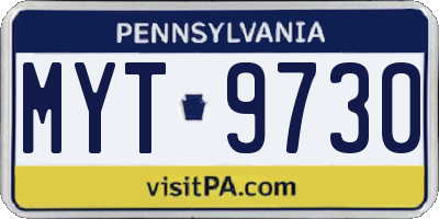 PA license plate MYT9730