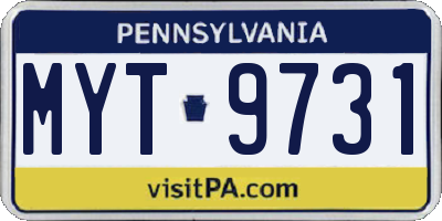 PA license plate MYT9731