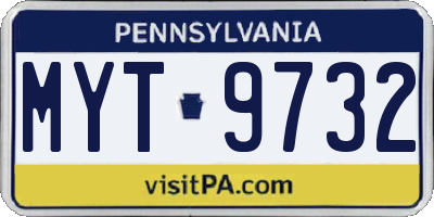 PA license plate MYT9732