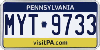 PA license plate MYT9733