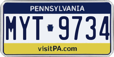 PA license plate MYT9734