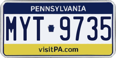 PA license plate MYT9735